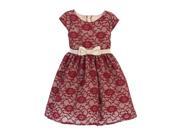Sweet Kids Big Girls Burgundy Champagne Floral Lace Occasion Dress 12