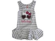 Hello Kitty Little Girls Grey White Striped Applique Gown 6X