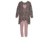 Laura Dare Big Girls Black Pink Leopard Pattern Heart Detail Pajama Set 10