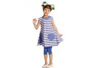 KidCuteTure Little Girls Periwinkle White Dot Stripe Franki Designer Dress 2