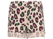Ko Ko Ailis Big Girls Black Green Cheetah Print Frayed Cuff Shorts 12