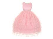 Kids Dream Big Girls Pink Tiered Mesh Junior Bridesmaid Flower Girl Dress 10