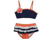 Isobella Chloe Little Girls Navy Blue Horizon Two Piece Bikini Swimsuit 5