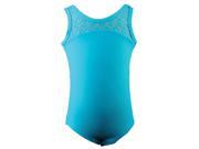 Reflectionz Big Girls Turquoise Solid Color Crochet Detail Tank Leotard 10