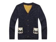 Richie House Little Boys Navy Rabbit Pockets Cardigan Sweater 3 4