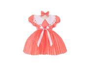 Baby Girls Coral Trimmed Coral Bow Accent Pleated Christmas Easter Dress 24M