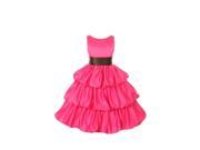 Cinderella Couture Girls Fuchsia Layered Brown Sash Pick Up Occasion Dress 12