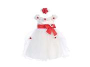 Baby Girls White Red Flower Bow Tulle Neckband Easter Flower Girl Dress 6M