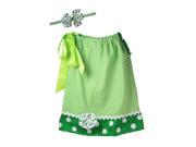 Little Girls Green White Chevron Headband Pillowcase Dress 4 5Y