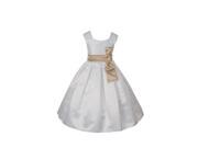 Cinderella Couture Big Girls White Satin Champagne Sash Sleeveless Dress 12