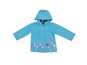 Richie House Little Girls Blue Button Closure Flowered Hooded Raincoat 2 3