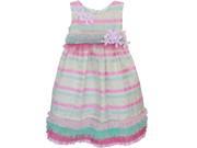 Isobella Chloe Little Girls Sherbet Stripe Ribbons Empire Waist Dress 4