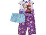 Disney Little Girls Purple Elsa Anna Graphic Print 3 Pc Sleepwear Set 4