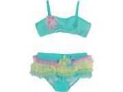 Isobella Chloe Little Girls Aqua Sea Spray Two Piece Bikini Swimsuit 2T