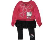 Hello Kitty Little Girls Fuchsia Black Sequined Stars Shirt 12