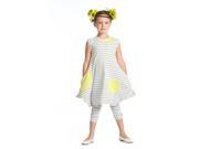 KidCuteTure Little Girls Silver White Dots Stripes Franki Designer Dress 6