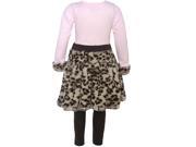 Bonnie Jean Little Girls Brown Pink Leopard Spot Faux Legging Outfit 3T