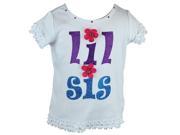 Reflectionz Little Girls White Floral Applique Lil Sis Ruffle Cotton Top 2T