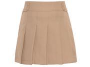 Izod Little Girls Khaki Pleated Button Detail School Uniform Skirt 4