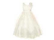 Little Girls Ivory Dull Satin Tulle Floral Corsage Special Occasion Dress 2