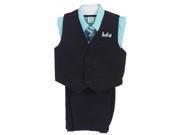 Angels Garment Little Boys Aqua 4 Piece Pin Striped Vest Set Suit 2T