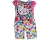 Hello Kitty Little Girls Fuchsia Kitty Floral Print 2 Pc Pajama Set 4