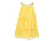 Sweet Kids Little Girls Yellow Sequined Neck Tiered Flower Girl Dress 5