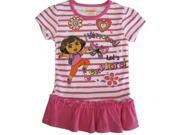 Nickelodeon Little Girls Pink Stripe Dora The Explorer Print Ruffle Top 2T