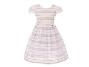 Kids Dream Little Girls White Blue Stripes Ruffle Sleeve Summer Easter Dress 6