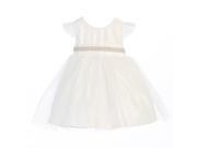 Sweet Kids Baby Girls Off White Tulle Flutter Sleeve Flower Girl Dress 12M