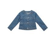Richie House Little Girls Blue Thread Embroidery Short Denim Coat 4