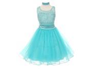 Cinderella Couture Big Girls Aqua Lace Satin Shawl Flower Girl Dress 8