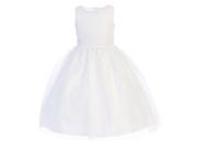 Lito Big Girls White Lace Bodice Tulle Tea Length Communion Dress 12