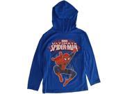 Marvel Big Boys Royal Blue Spiderman Superhero Print Hooded Shirt 12