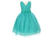 Big Girls Jade Chiffon Floral Sash Shiny Tulle Junior Bridesmaid Dress 12