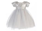 Lito Big Girls Silver Sequins Bodice Tulle Sparkly Christmas Dress 8
