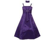 Little Girls Purple Rhinestone Brooch Dull Satin Special Occasion Dress 6