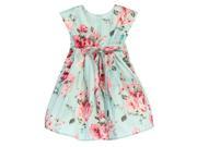Sweet Kids Baby Girls Mint Pink Floral Print Crossover Easter Dress 9M