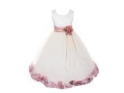 Kids Dream Big Girls White Satin Rose Petal Sash Flower Girl Dress 12