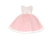 Cinderella Couture Baby Girls Pink Ivory Satin Organza Bow Headband Dress 18M