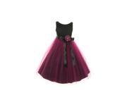 Little Girls Black Magenta Sash Taffeta Tulle Flower Girl Easter Dress 2