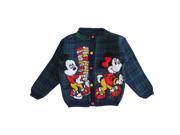 Disney Little Girls Navy Green Plaid Minnie Mickey Mouse Knit Sweater 4