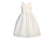 Lito Big Girls White Bow Embroidered Cotton Tea Length Communion Dress 12