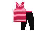 Richie House Little Girls Pink Black Stripe Tank Sweats Pant Set 3