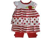 Weeplay Baby Girls Red White Striped Dotted Flower 2 Pc Pants Set 18M
