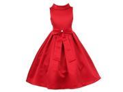 Little Girls Red Bridal Dull Satin Bow Rhinestone Flower Christmas Dress 2