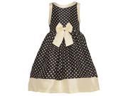 Mia Juliana Little Girls Black Cream Polka Dot Ribbon Tie Shantung Dress 4