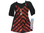 Disney Little Girls Black Red Sequin Striped Hanna Montana Dress 6X
