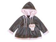Isobella Chloe Baby Girls Charcoal Tweed Floral Detail Hooded Alexa Coat 12M