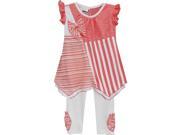 Isobella Chloe Little Girls Coral Gingersnap Two Piece Pant Set 3T